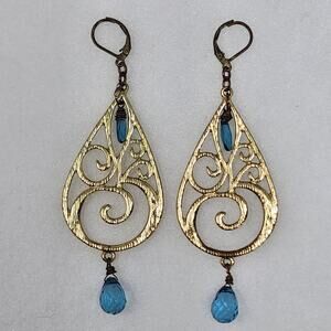 Gold Brocade Teardrop Earrings